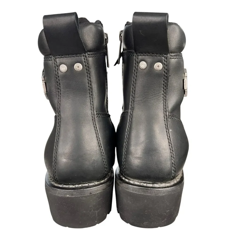 Harley Davidson Mens Black Leather Waterproof Biker Moto Boots Size US 8.5